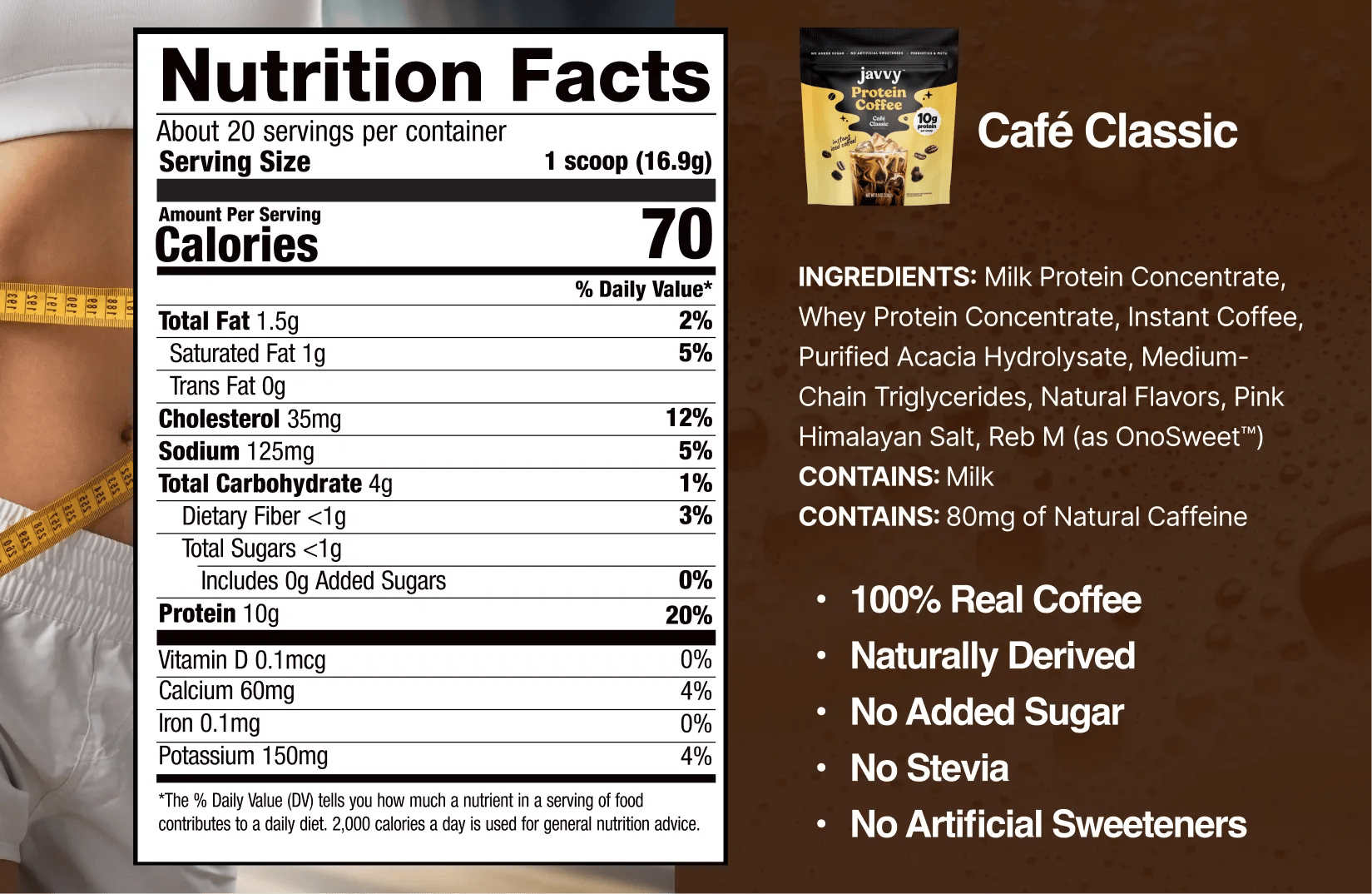 Javvy Protein Coffee supplement facts panel