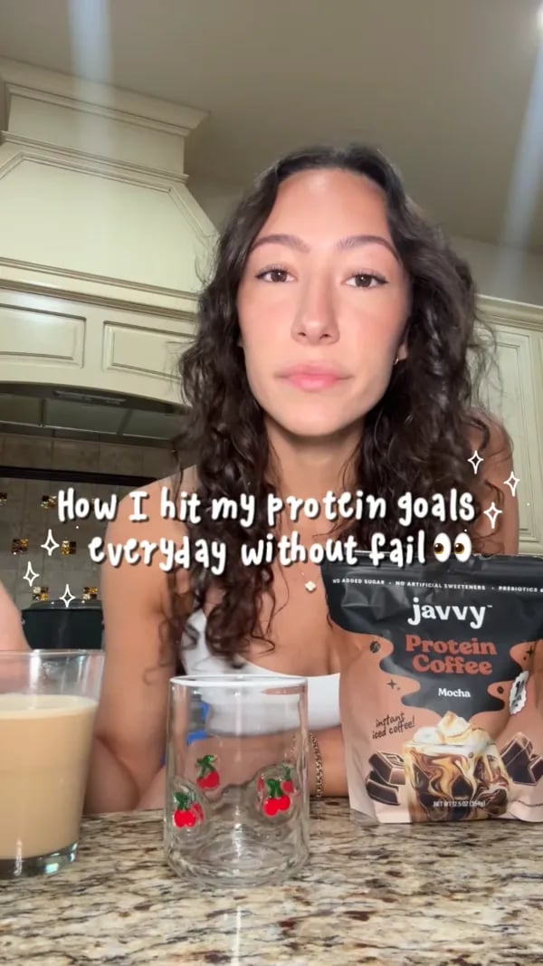 Customer showing how she hits her protein goals with Mocha Protein Coffee